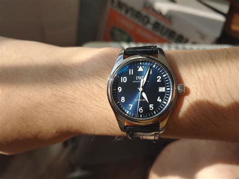 iwc pilot 36mm on wrist.